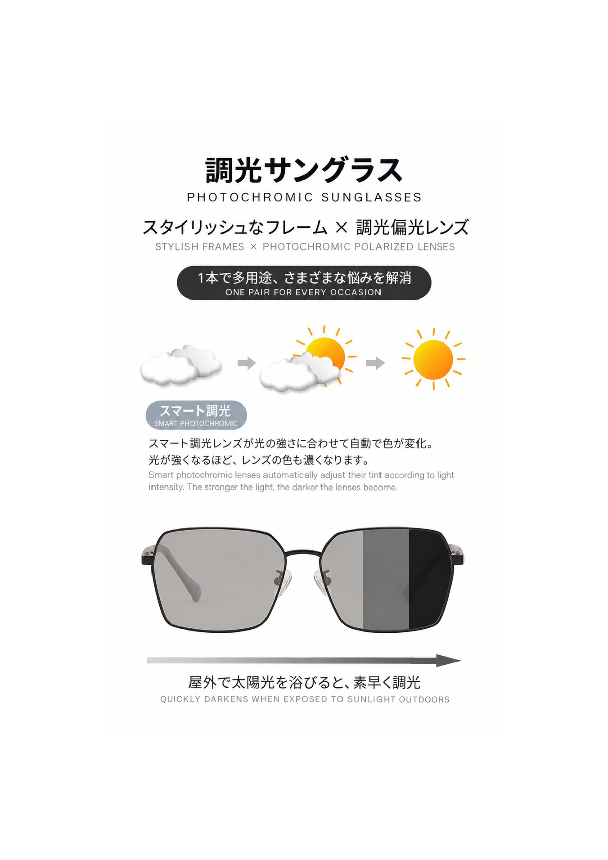 Photochromic sunglasses