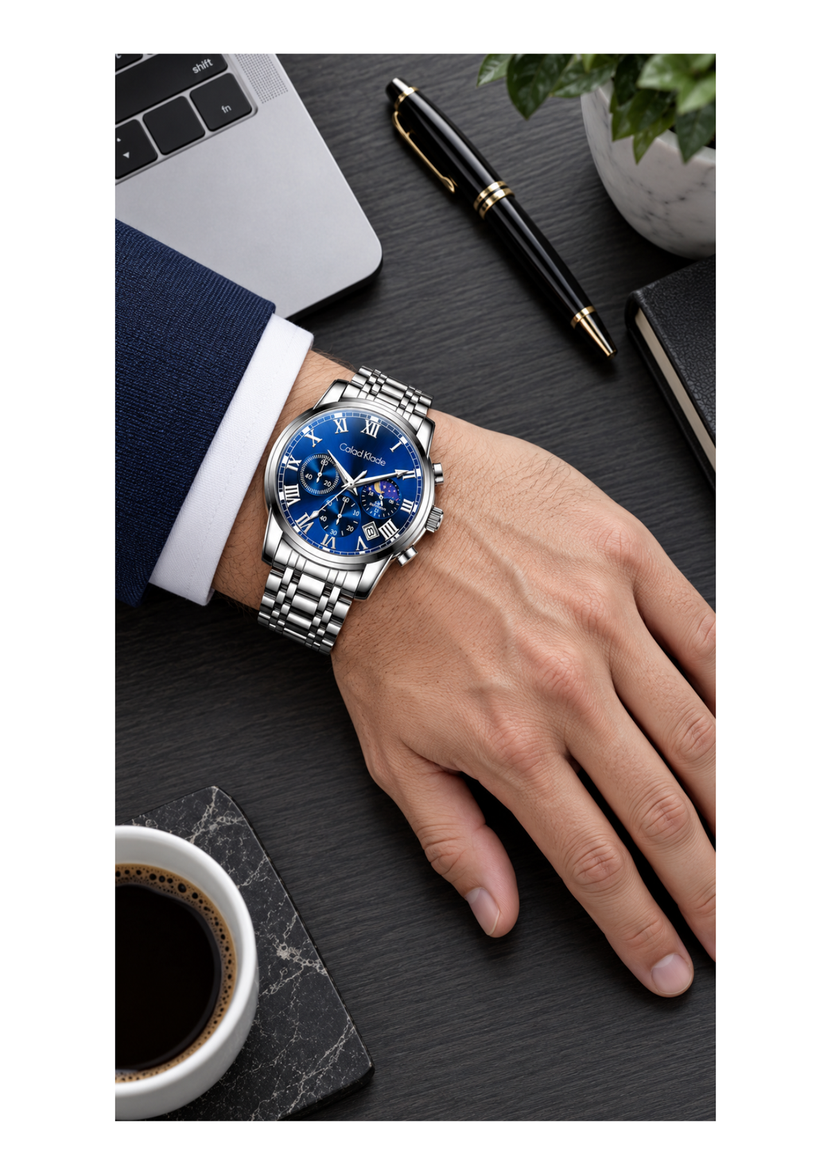Moonphase steel watch