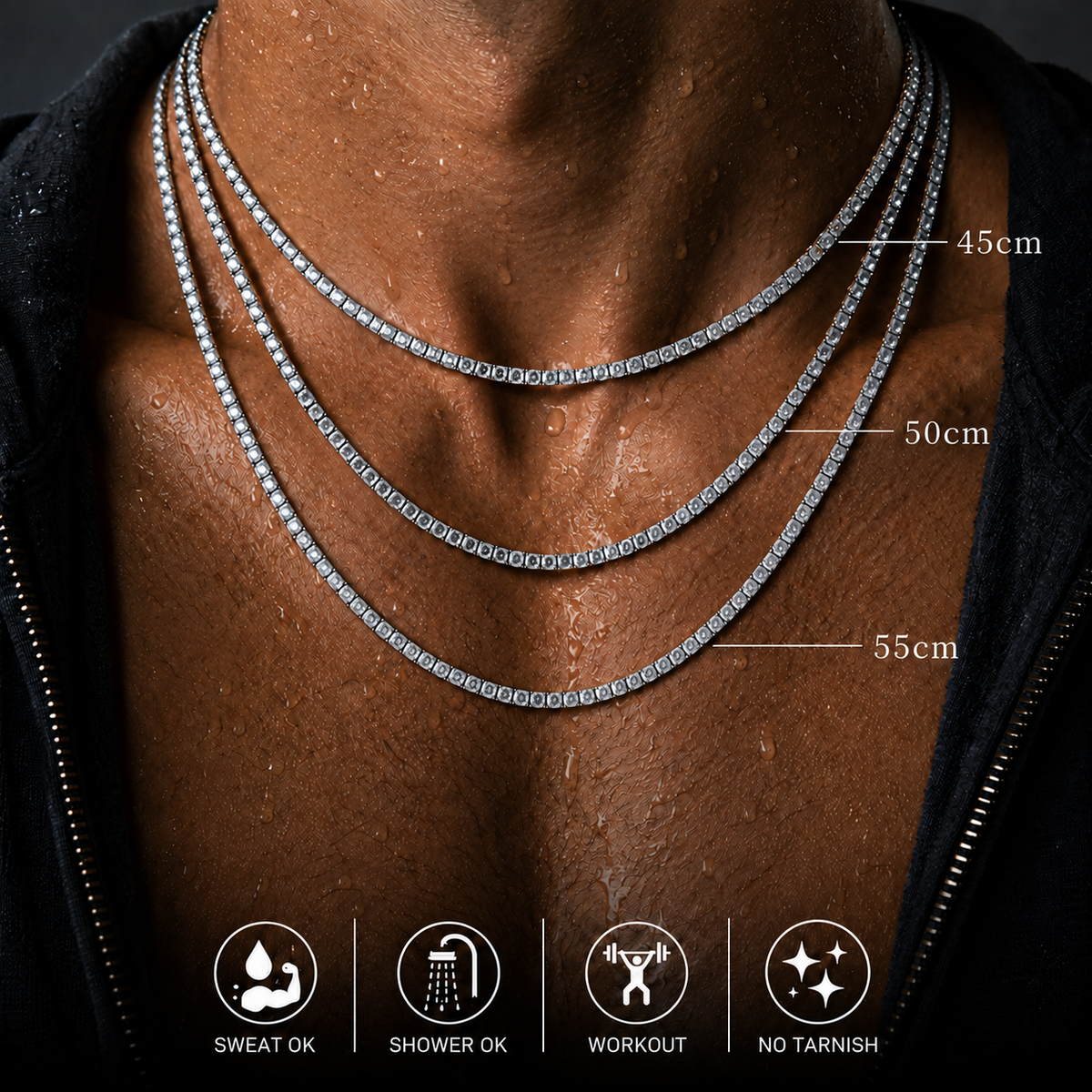 Tennis chain necklace / Steel